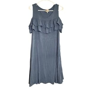 Blue Scoop‎ Neck Ruffle Cold Shoulder Dress Size M Made in USA